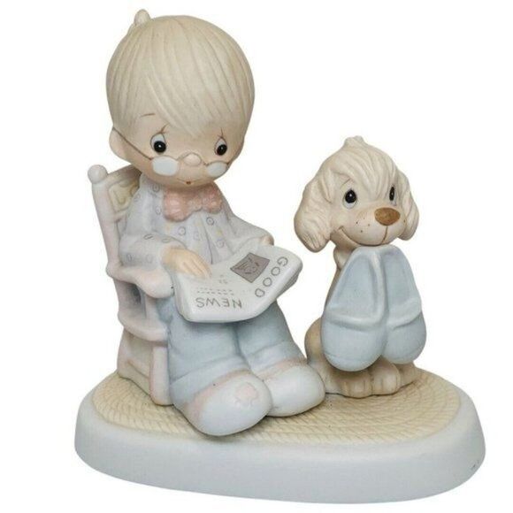 Vintage  Precious Moments “The Perfect Grandpa" E-7160 Figurine w/ Dog - Picture 1 of 6